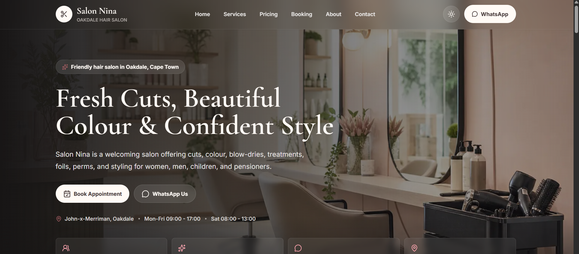 Salon Nina client project website screenshot